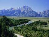 Snake River Cutting Through Terrace 2000M Below Summits, Grand Teton National Park, Wyoming, USA