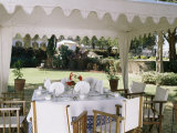Dining Under Tented Awnings in the Garden with Croquet Set in the Background, Samode Bagh,