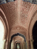 Duo Tone Intricately Hand Painted Hallway Running Parallel to the Durbar Hall, Samode, India