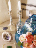 Bedside Table Detail in Private Residence, Samode Bagh or Garden, Samode, Rajasthan State, India