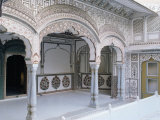 Painted Private Courtyard at the Center of the Fort, Kuchaman Fort, Rajasthan State, India