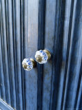 Detail of Reproduction Hand Painted China Cupboard Door Knobs in a Home, Gujarat State, India