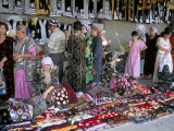 Selling Traditional Textiles for Weddings, Urgut, Uzbekistan, Central Asia Photographic Print