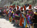Buy Line of People Wearing Tibetan Traditional Dress, Tongren, Qinghai Province, China at AllPosters.com