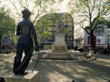 Chaplin Statue and Leicester Square, London, England, United Kingdom