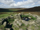 Hut Foundations, Grimspound Enclosure, Dartmoor, Devon, England, United Kingdom