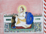 Beautiful Frescoes on Walls of the Juna Mahal Fort, Dungarpur, Rajasthan State, India