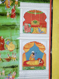 Beautiful Frescoes on Walls of the Juna Mahal Fort, Dungarpur, Rajasthan State, India
