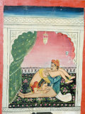 Scenes from the Kama Sutra from Cupboard in the Juna Mahal Fort, Dungarpur, Rajasthan State, India