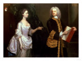Buy A Group Portrait of John Perceval, 1st Earl of Egmont and His Wife Catherine. J. Aberry at AllPosters.com
