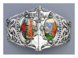 A White Metal and Enamel Belt Buckle, 'Tristan Und Isolde' Alexander Fisher (1864-1936)