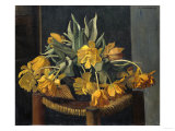 Buy Double Yellow Tulips on a Wicker Chair, 1923 at AllPosters.com