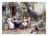 Buy Teatime, Pencil and Watercolour Heightened with White on Card at AllPosters.com