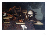 Buy Musical Instruments with a Globe, and a Palette on a Table at AllPosters.com