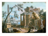 Buy A Classical Capriccio with a Porticoed Temple and an Obelisk at AllPosters.com