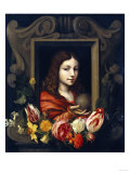 Buy Christ as Salvator Mundi in a Niche Decorated with Flowers at AllPosters.com