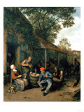 Buy Peasants Smoking and Feasting Outside a Tavern, 1676 at AllPosters.com