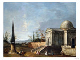 Buy Elegant Figures in Front of a Domed Classical Church, an Obelisk to the Left at AllPosters.com