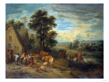 Buy Landscape with Peasants and Cattle by a Cottage at AllPosters.com