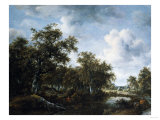 Buy A Wooded Landscape with an Angler and Other Figures by a Pond, 1664 at AllPosters.com