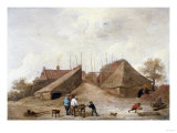 Buy A Farm Yard with Figures Round a Table at AllPosters.com