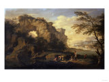 A Rocky River Landscape with Fishermen