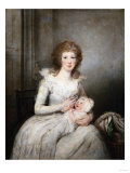 Buy Portrait of Lady Boynton, Seated in White Costume with Her Child, in an Interior at AllPosters.com