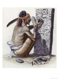 Buy Mayan Artisan Readies a Limestone Stela Used to Record Noble Events at AllPosters.com