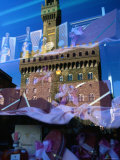 Palazzo Vecchio Reflected in Shop Window, Florence, Tuscany, Italy