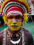 Buy Highlander with Head-Dress, Port Moresby, Central, Papua New Guinea at AllPosters.com