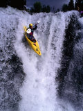 Kayak Flying over Fall One on Store Ula River, Oppland, Norway