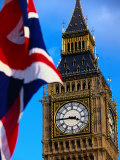The Union Jack Flag and Big Ben, London, England