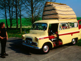 Buy Modern Day Gypsy with His Antique Bedford Camper Van by Silbury Hill, Avebury, Wiltshire, England at AllPosters.com