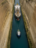 Ships in Narrow Corinth Canal, Corinth, Peloponnese, Greece