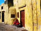 Buy Old Town Building Facade and Motor Scooter, Rhodes, Southern Aegean, Greece at AllPosters.com