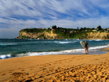 Buy Surfer on Avalon Beach, Bilgola Headland in Background, Sydney, New South Wales, Australia at AllPosters.com