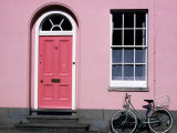 Bicycle Leaning Against Pink House, Oxford, Oxfordshire, England