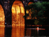 Scull Near Bridge on Schuylkill River, Philadelphia, Pennsylvania