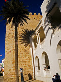 People and Palm Tree Outside Mahdia Museum, Mahdia, Tunisia