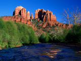 Cathedral Rock Above Oak Creek at Red River Crossing, Sedona, Arizona