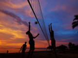 Volleyball on Playa de Los Muertos at Sunset, Mexico