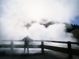 Buy Visitor Silhouetted against Clouds of Steam, Lassen Volcanic National Park, California at AllPosters.com