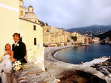 Buy Newlyweds Near Basilica of Santa Maria Assunta, Overlooking Bay, Camogli, Liguria, Italy at AllPosters.com