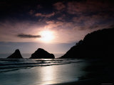 Buy Rocky Outcrops Silhouetted, Heceta Head State Beach, Florence, Oregon at AllPosters.com