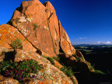 Buy Red Lichen Covered Rocks and Purple Flowers Above Yurt Camp, Jailoo Above Kochor, Kyrgyzstan at AllPosters.com
