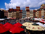 Summertime Open-Air, Outdoor Cafes on Old Market Square, Warsaw, Mazowieckie, Poland