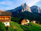 Farm Buildings with Sciliar Mountains, Castelrotta, Trentino-Alto-Adige, Italy