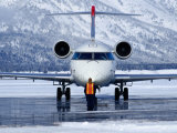 Buy Aircraft at Jackson Hole Airport Surrounded by Snow-Covered Fields and Hills, Jackson Hole, Wyoming at AllPosters.com