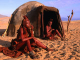 Buy Himba Women in Front of Traditional Hut, Kaokoveld, Kunene, Namibia at AllPosters.com