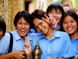 Buy Schoolgirls at Wat Pho Celebrating Buddha Day, Ratanakosin, Bangkok, Thailand at AllPosters.com